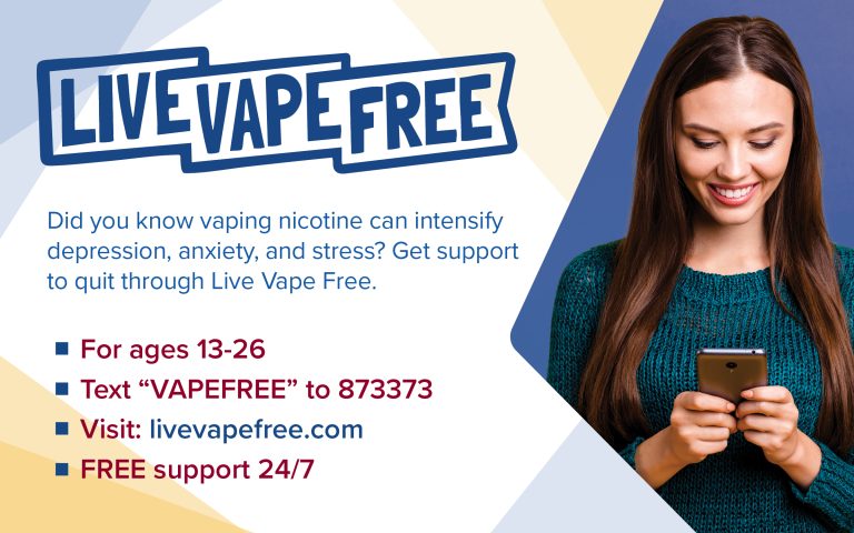 Live Vape Free postcard - text VAPEFREE to 873373